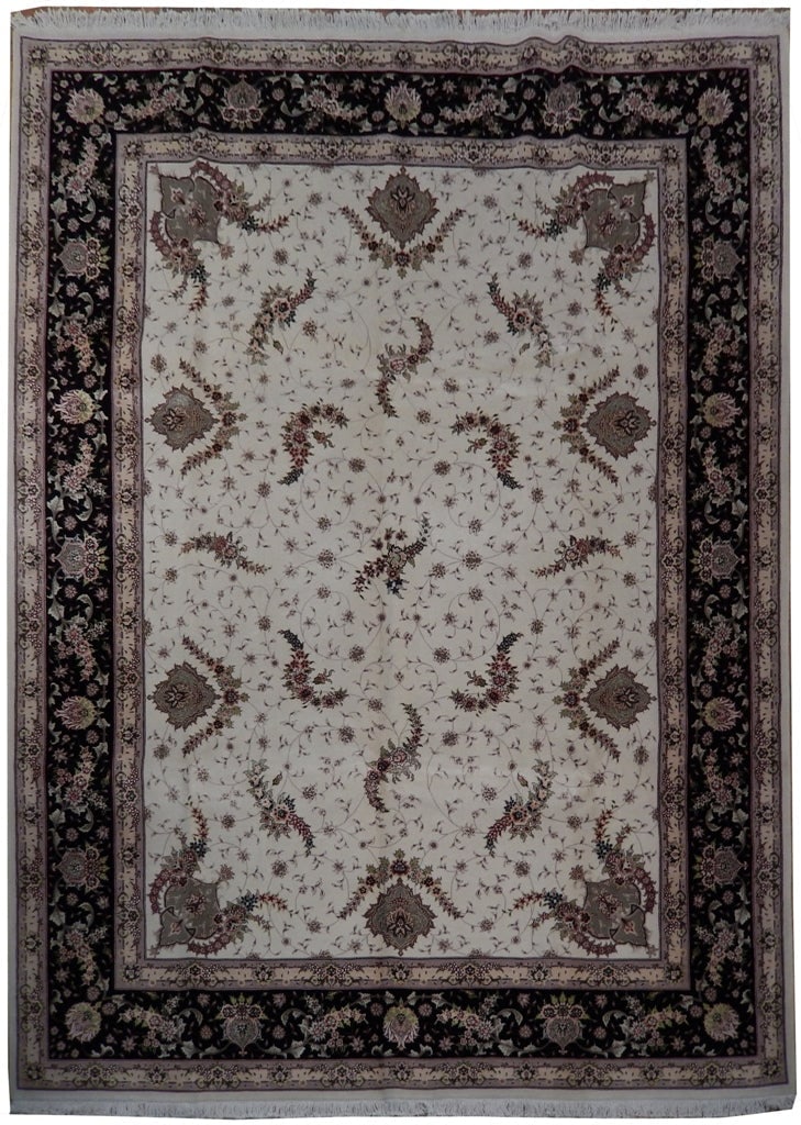 9 x 12 Hand-Knotted Wool and Silk Fine Quality Rug: 9 x 12 Hand-Knotted Wool and Silk Fine Quality Rug Free continental US Shipping This fine quality hand-knotted rug measures 9 x 12 feet and is crafted from premium natural wool and silk. The combinati