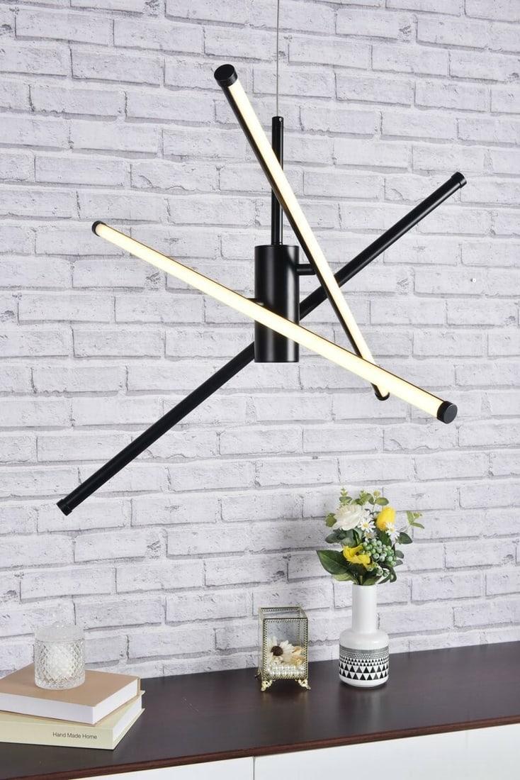 Sonya Black 3 Light LED Pendant Chandelier 28.5 inch: Sonya Black 3 Light LED Pendant Chandelier 28.5 inch This modern black pendant LED ceiling light fixture from the Sonya Collection features a sleek, contemporary design, perfect for dining rooms, livi
