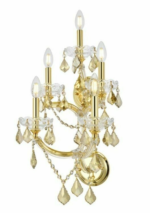 Maria Theresa 5 Light Golden Teak Crystal Wall Sconce (1 of 7)