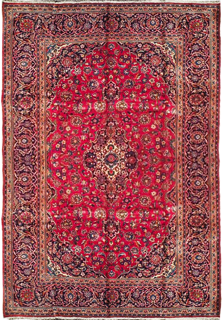 Handcrafted Persian Kashan Rug 6'7 x 9'6 Traditional Design: Handcrafted Persian Kashan Rug 6'7 x 9'6 Traditional Design Free continental US Shipping Enhance your living space with this handcrafted Persian Kashan rug, featuring traditional designs that exude el