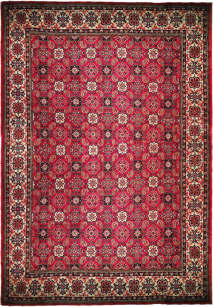 Ivory Semi-Antique Persian Varamin Rug 9.8 x 13 Handmade Wool (1 of 6)