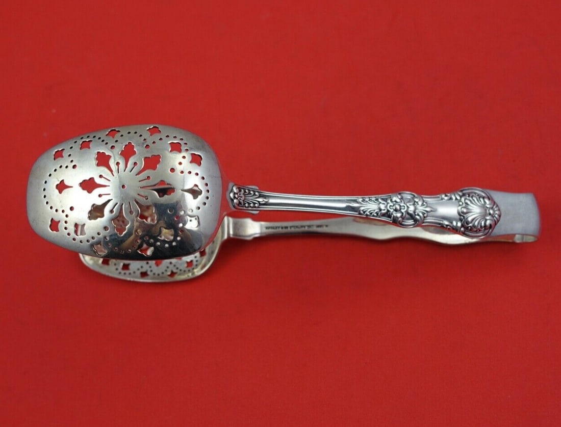 Tiffany & Co English King Sterling Silver Ice Tongs 7 Inch Double Spoon Design (1 of 2)