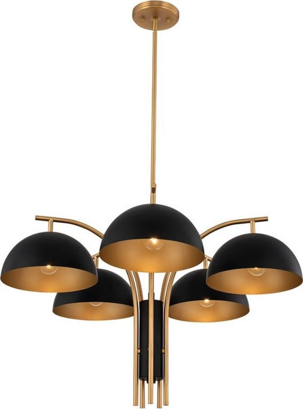 Kalco Marcel Mid-Century Modern Chandelier Matte Black 5-Light (1 of 1)