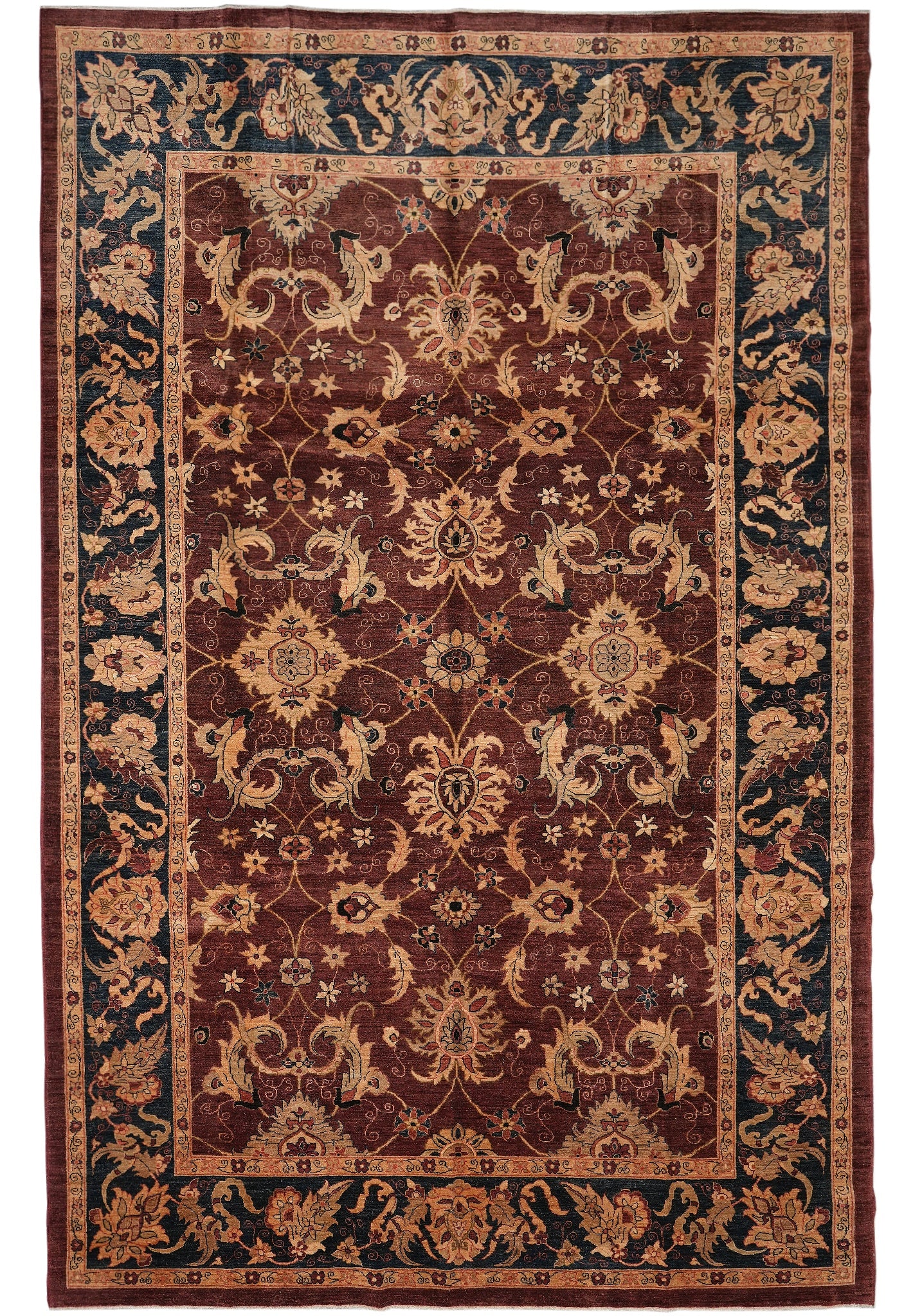 9.6 x 14 Wool Chobi Peshawar Zigler Rug Burgundy Hand Knotted Afghan: 9.6 x 14 Wool Chobi Peshawar Zigler Rug Burgundy Hand Knotted Afghan Free continental US Shipping This 9.6 x 14 foot Chobi Peshawar Zigler rug in burgundy showcases traditional Afghan craftsmanship. H