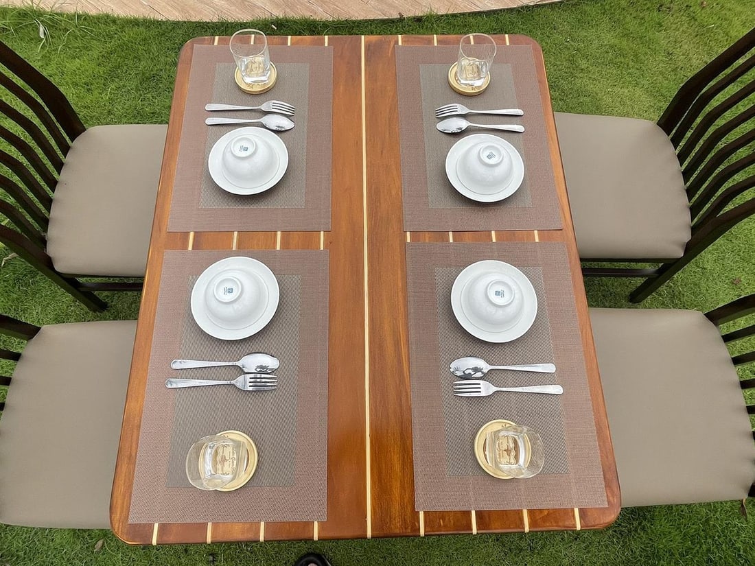 Nautical Style Inlay Wood Table 30H 40W 32D (1 of 7)