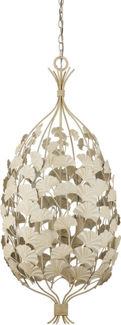 Currey Ginkgo Leaf Beige Chandelier Art Nouveau Style Dimmable Lighting (1 of 4)
