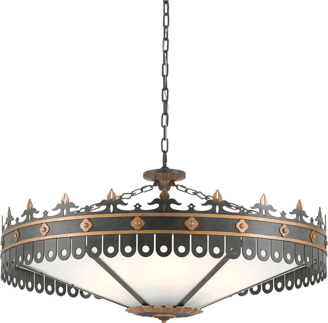 Currey Berkeley Chandelier Swedish Style 19H 40W Acrylic Wrought Iron (1 of 3)