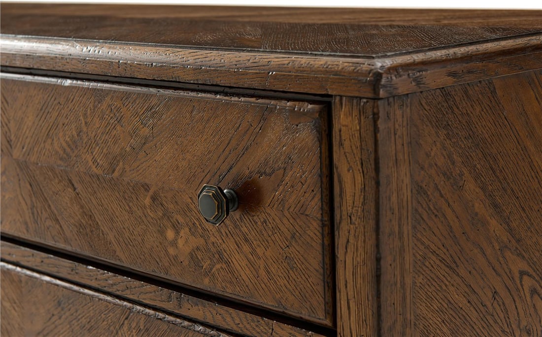 Theodore Alexander Nova Dusk Finish Mid-Century Modern Dresser: Theodore Alexander Nova Dusk Finish Mid-Century Modern Dresser This exquisite long dresser from Theodore Alexander features a stunning dusk finish that enhances its elegant mid-century modern style. C