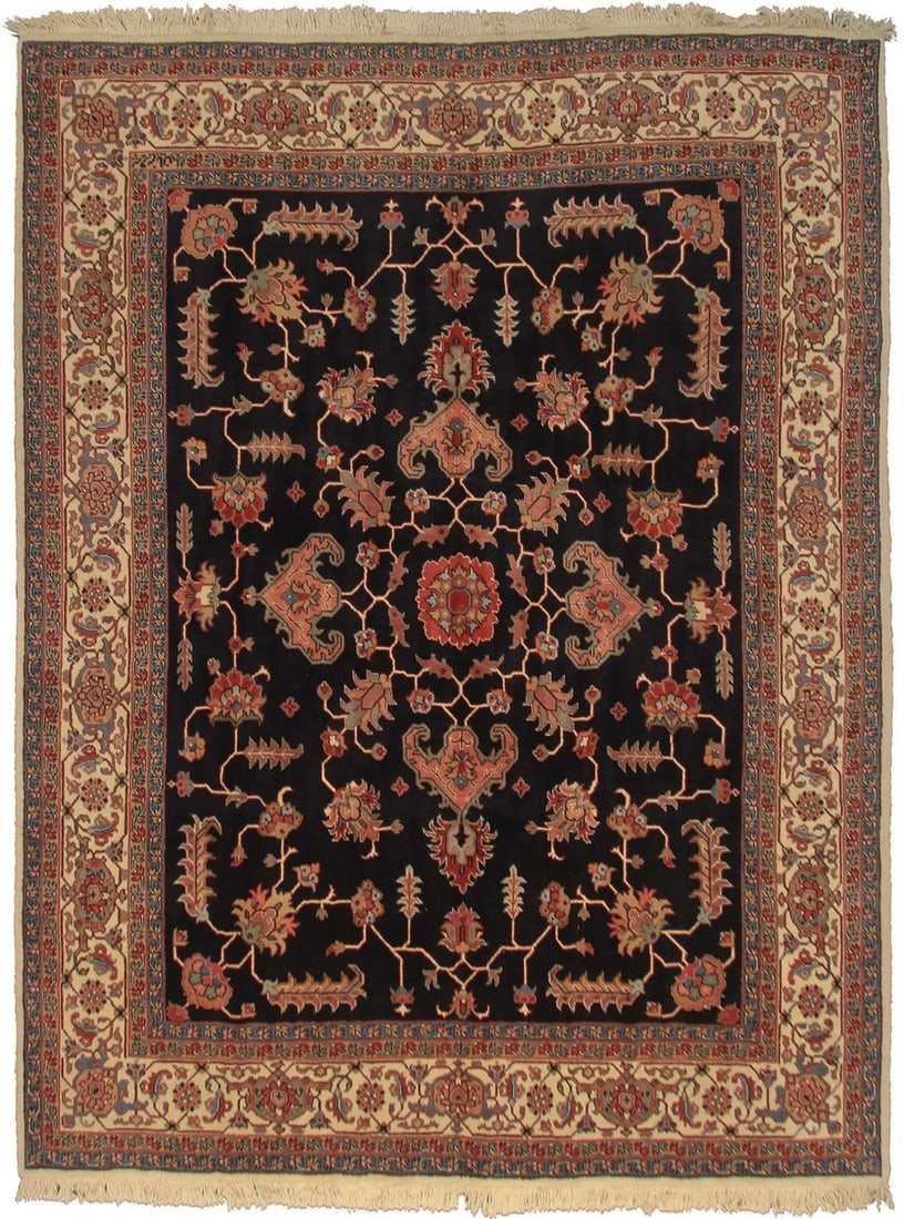 249cm x 313cm Antique Persian Heriz Wool Rug Black Circa 1940 (1 of 11)