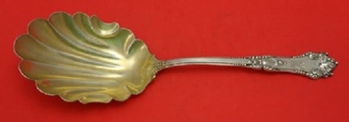 Reed & Barton La Touraine Sterling Silver Berry Spoon 9 3/8" Gold Wash (1 of 1)