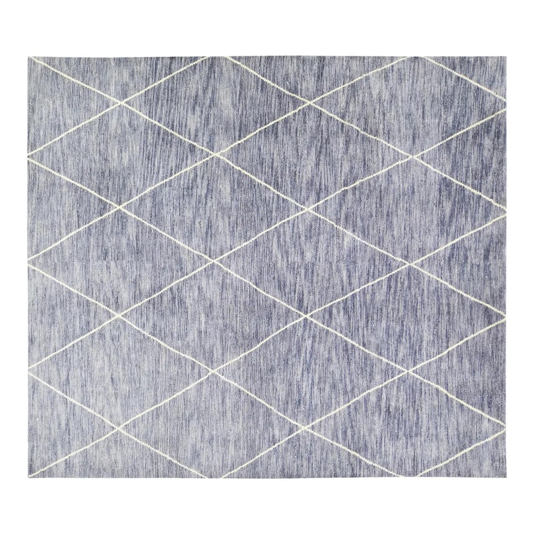 Gray Wool Moroccan Rug Hand Knotted 8'2" x 9'7": Gray Wool Moroccan Rug Hand Knotted 8'2" x 9'7" This Moroccan hand-knotted wool rug showcases traditional craftsmanship with a modern design sensibility. Expertly made using time-honored techniques, i