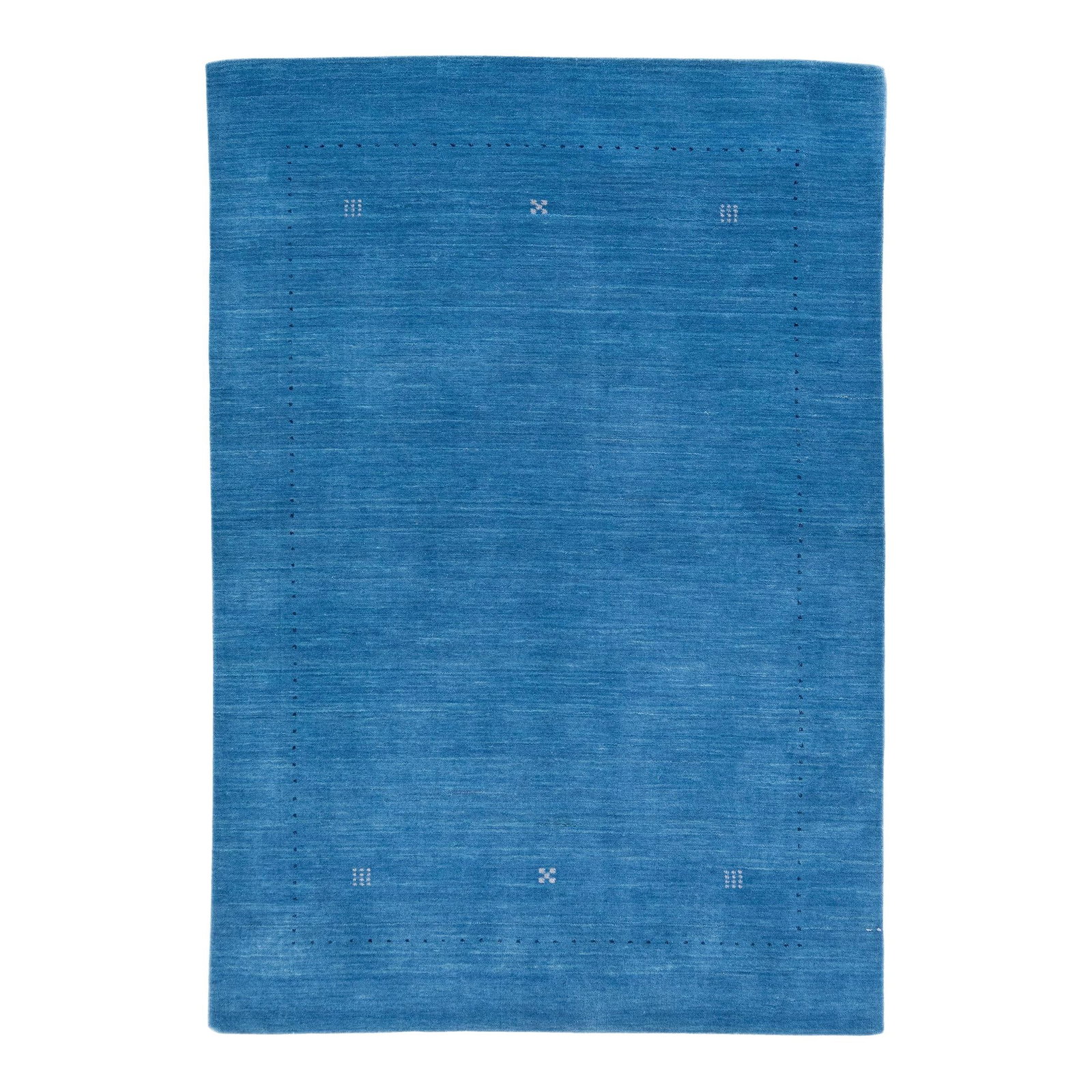 Handmade Blue Gabbeh Wool Rug Minimalist Design 4'2 x 6'1: Handmade Blue Gabbeh Wool Rug Minimalist Design 4'2 x 6'1 Enhance your space with this stunning Blue Modern Gabbeh Minimalist Style Handmade Wool Rug. Featuring a captivating blue field and a sophisti
