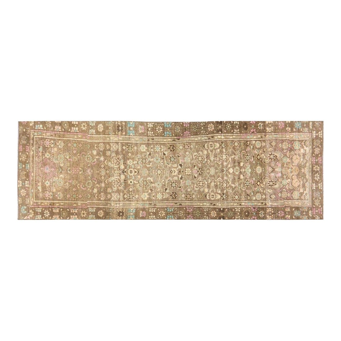 Turkish Wool Runner Hand Knotted 2'9 x 9'5 Vintage Area Rug: Turkish Wool Runner Hand Knotted 2'9 x 9'5 Vintage Area Rug This vintage Turkish hand-knotted wool rug is crafted using traditional techniques, blending timeless artistry with a modern design sensibil