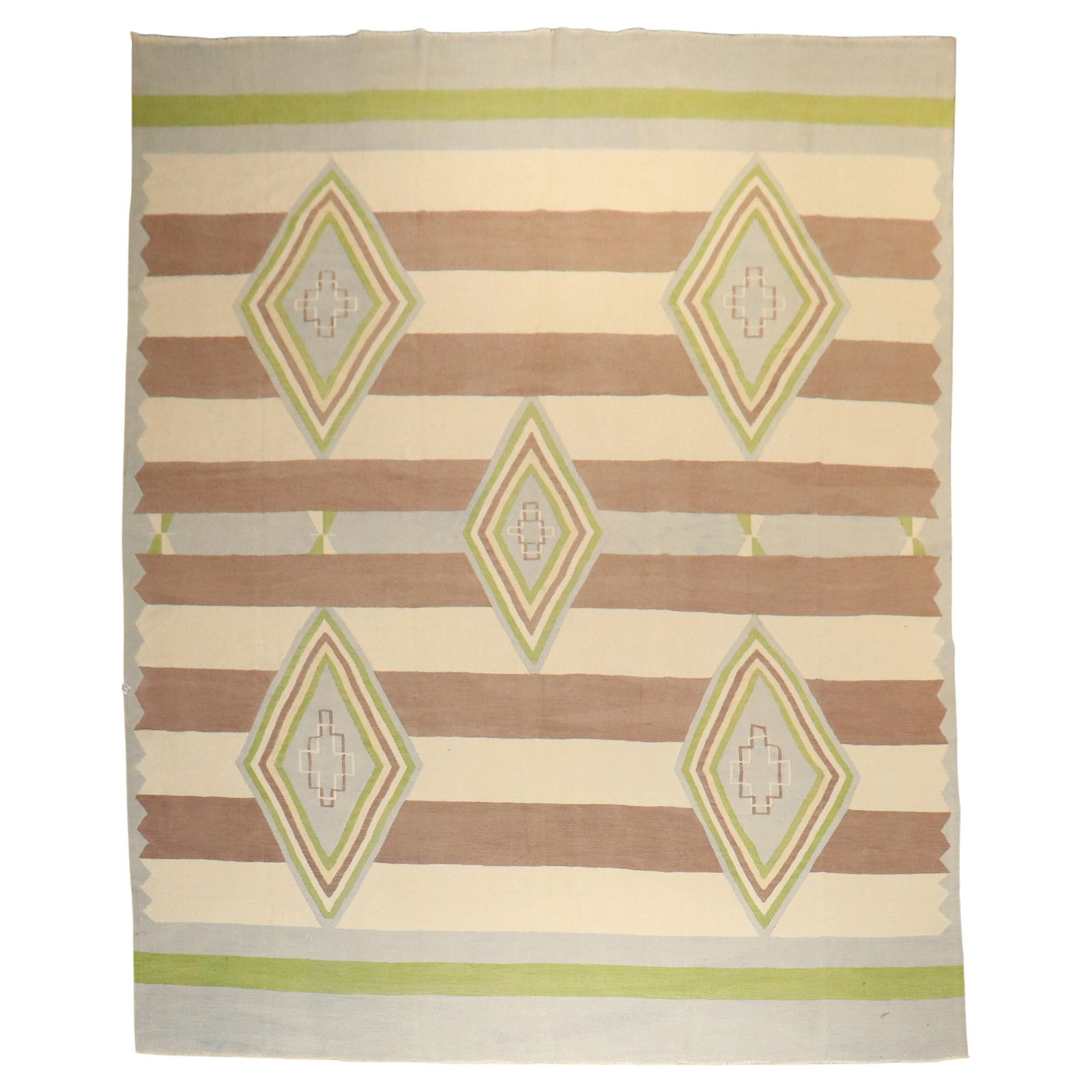 One-of-a-Kind Large Modern Turkish Kilim Wool Hand-Knotted 10'8'' x 15'4'': One-of-a-Kind Large Modern Turkish Kilim Wool Hand-Knotted 10'8'' x 15'4'' This stunning large Turkish Kilim showcases a unique hand-knotted design from the late 20th century. Measuring 10'8" x 15'4" 