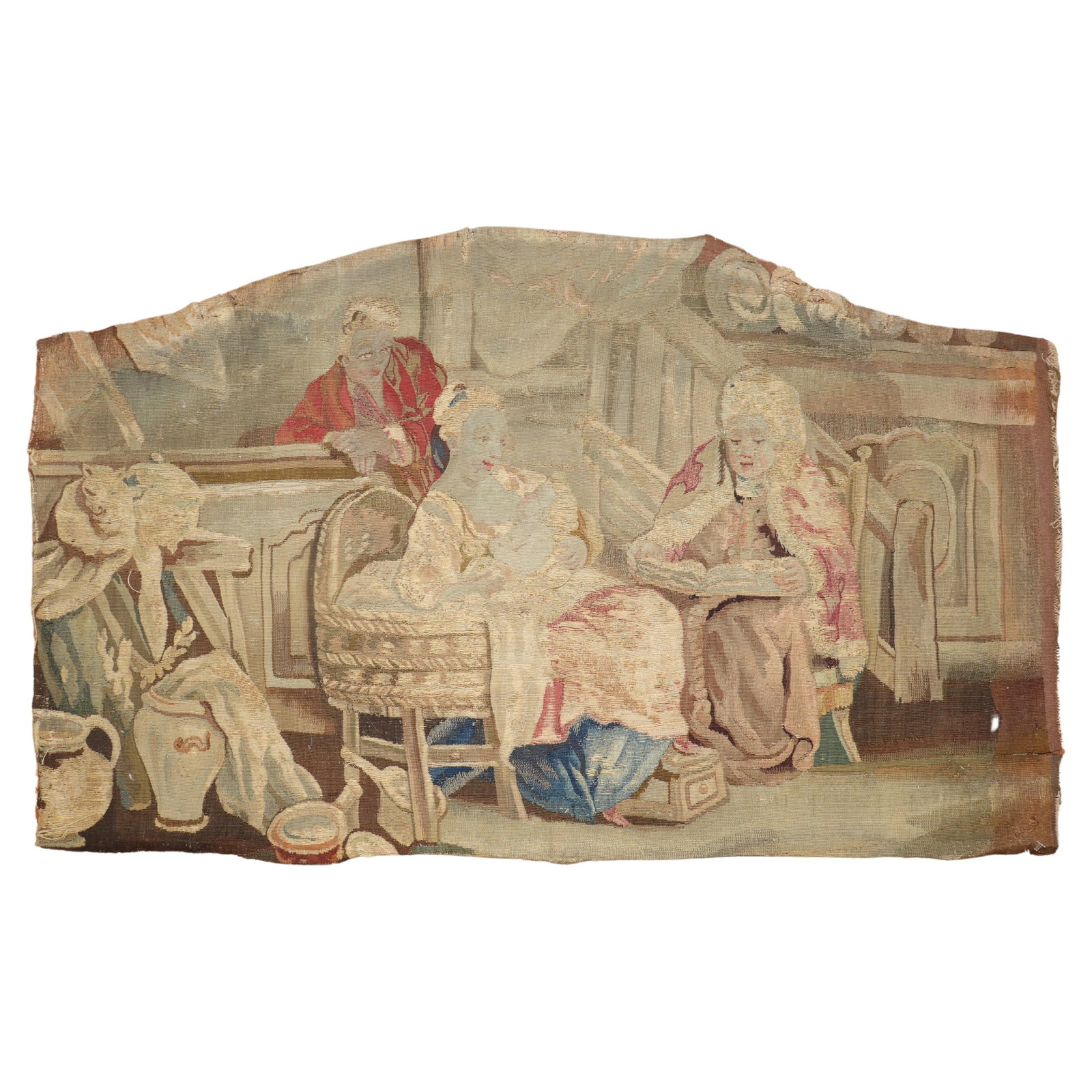 French Provincial Wool Tapestry Fragment from 18th Century France (1 of 8)