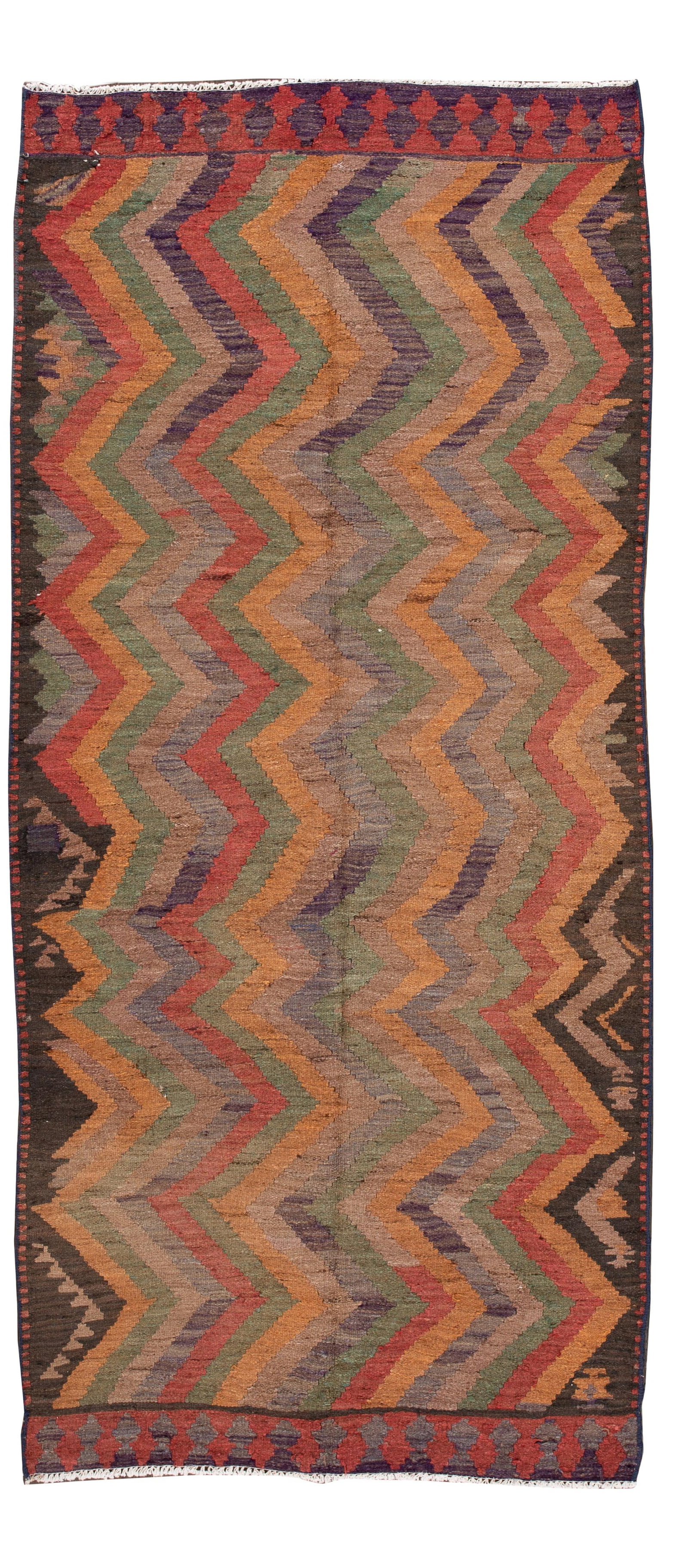 Hand-Woven Vintage Kilim Runner Rug Tan Geometric Design 4' 5" x 9' 4": Hand-Woven Vintage Kilim Runner Rug Tan Geometric Design 4' 5" x 9' 4" This exquisite mid-20th century vintage Kilim runner rug features a hand-woven construction with a warm tan field and a striking 