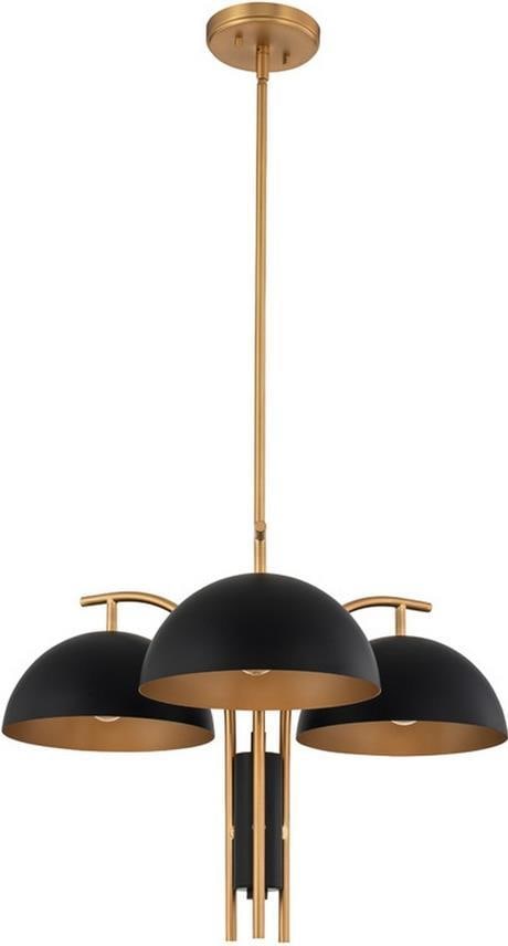 Marcel Mid-Century Modern Black Brass Chandelier 3-Light E12 (1 of 1)