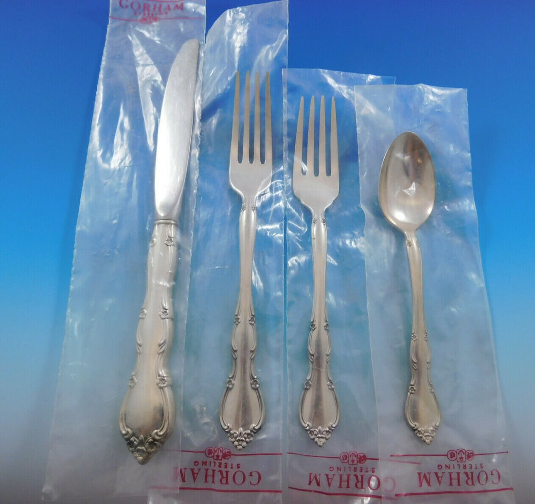 Gorham Rose Tiara Sterling Silver Flatware Set 24 Pieces with Towle Caddy (1 of 5)