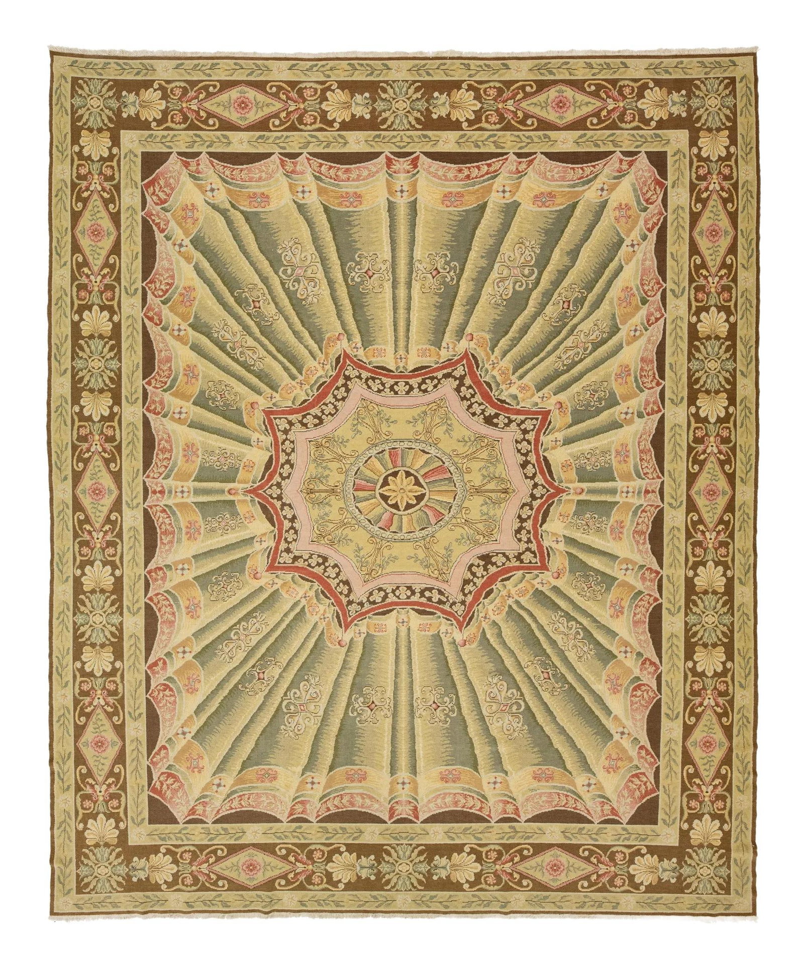 Antique Savonnerie Handmade Wool Rug 12' x 14'8'' Beige Floral Design (1 of 10)