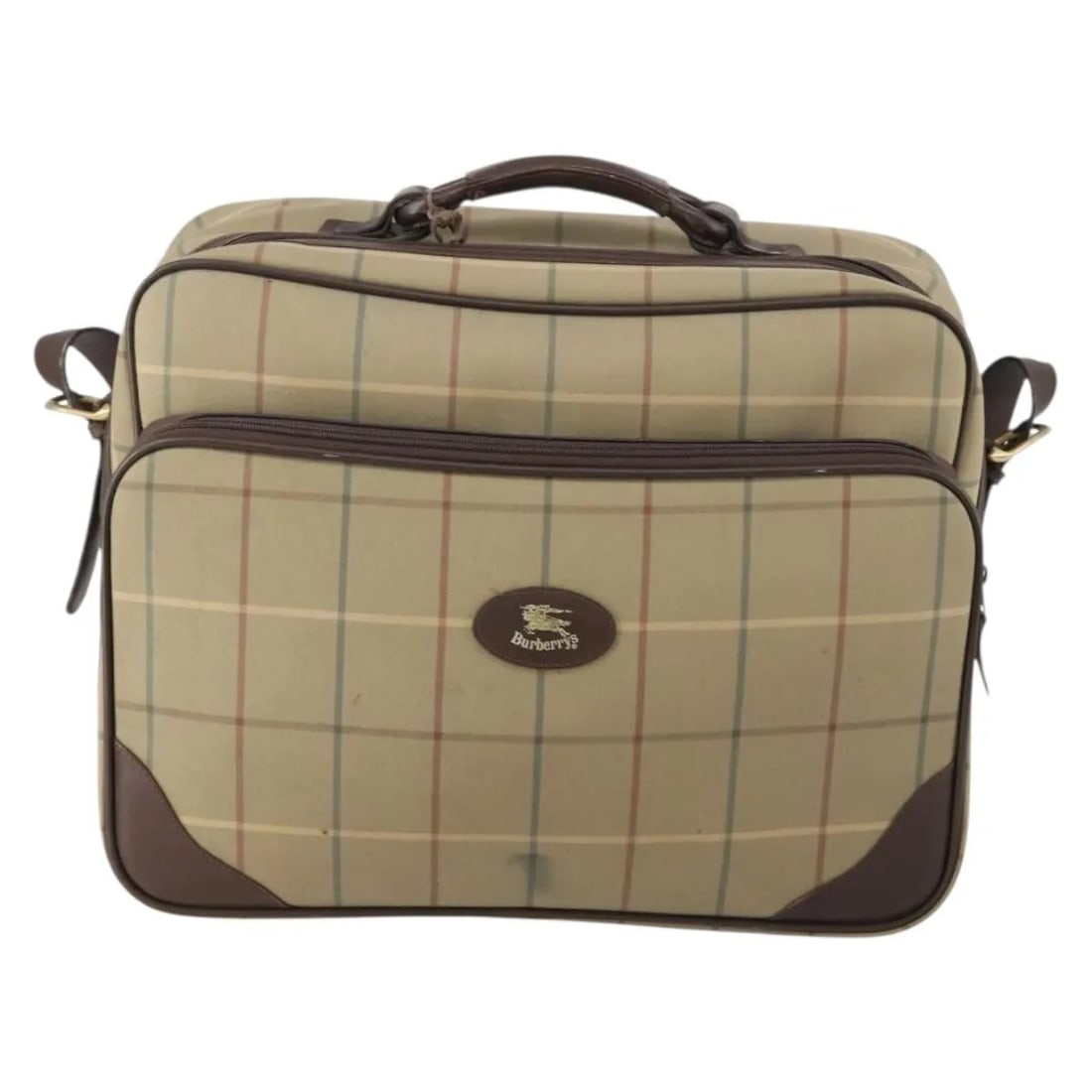 Burberry Nova Check Canvas Boston Handbag Beige 42cm by 30cm by 16cm: Burberry Nova Check Canvas Boston Handbag Beige 42cm by 30cm by 16cm This pre-owned Burberry Nova Check Boston bag features a beige canvas construction suitable for unisex use. The handbag measures 42