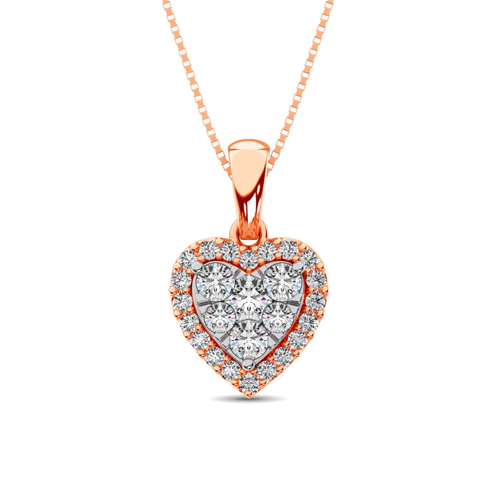 Diamond Fashion Pendant 1/2 Ct.tw Round Cut in 14K Rose Gold: Diamond Fashion Pendant 1/2 Ct.tw Round Cut in 14K Rose Gold 14k Rose Gold Stone Color: Gh Stone Clarity: I1 Unless otherwise specified, pendants that include a chain are paired with our standard 18-i