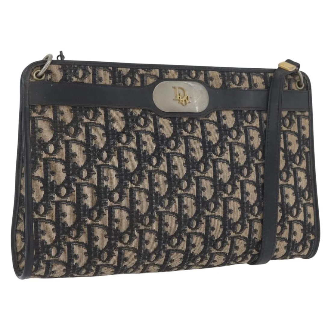 Christian Dior Vintage Trotter Canvas Shoulder Bag Navy: Christian Dior Vintage Trotter Canvas Shoulder Bag Navy Vintage Christian Dior Trotter canvas bag in navy with a unisex design. Made in France, this piece remains in good overall condition with visibl