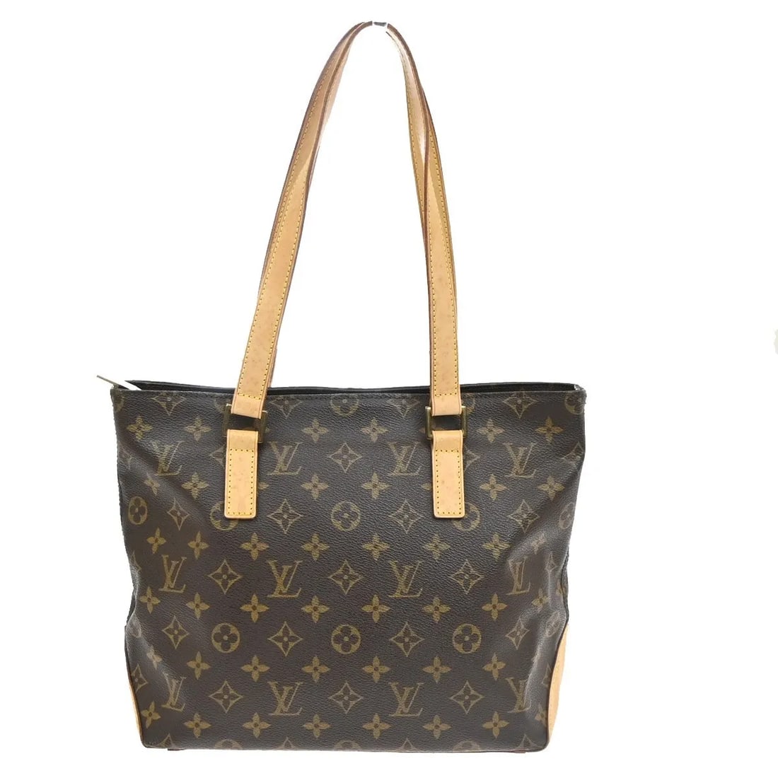 Louis Vuitton Cabas Mezzo Brown Canvas Tote Bag: Louis Vuitton Cabas Mezzo Brown Canvas Tote Bag Louis Vuitton Cabas Mezzo tote bag in brown monogram canvas. This women's bag is made in France and is presented in fair condition, showing scuffs, dirt