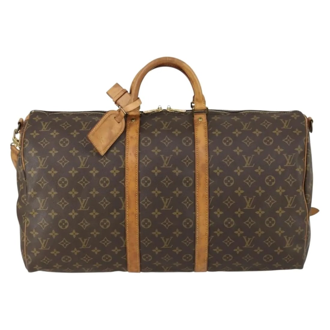 Louis Vuitton Monogram Canvas Keepall Bandouliere Travel Bag 55cm: Louis Vuitton Monogram Canvas Keepall Bandouliere Travel Bag 55cm Louis Vuitton Keepall Bandouliere unisex bag crafted from monogram canvas, featuring leather handles and a shoulder strap. The bag sho