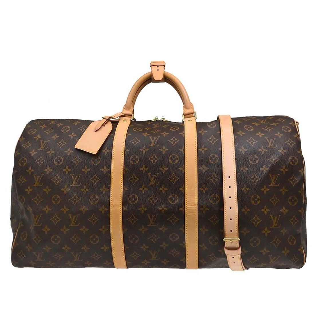 Louis Vuitton Keepall Bandouliere 60 Monogram Canvas Travel Duffle M41412: Louis Vuitton Keepall Bandouliere 60 Monogram Canvas Travel Duffle M41412 Louis Vuitton Keepall Bandouliere 60 duffle bag in brown Monogram canvas with leather trim. This extra-large travel bag featur