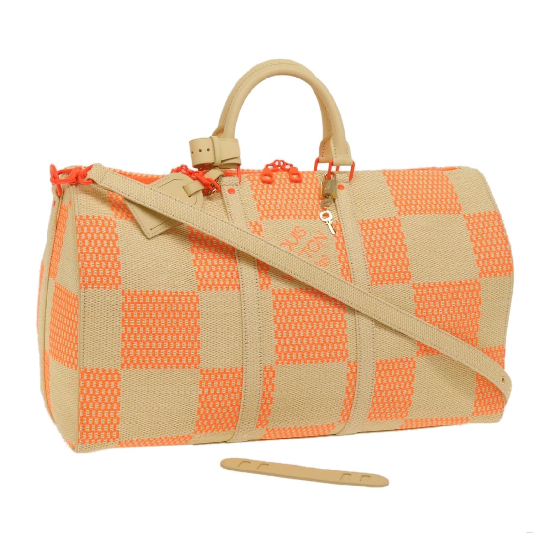 Louis Vuitton M57419 Keepall Bandouliere 50 Damier Giant Boston Bag Beige: Louis Vuitton M57419 Keepall Bandouliere 50 Damier Giant Boston Bag Beige Louis Vuitton Damier Giant Keepall Bandouliere 50 in beige canvas. This Boston bag is made in Italy and comes with a dust bag,
