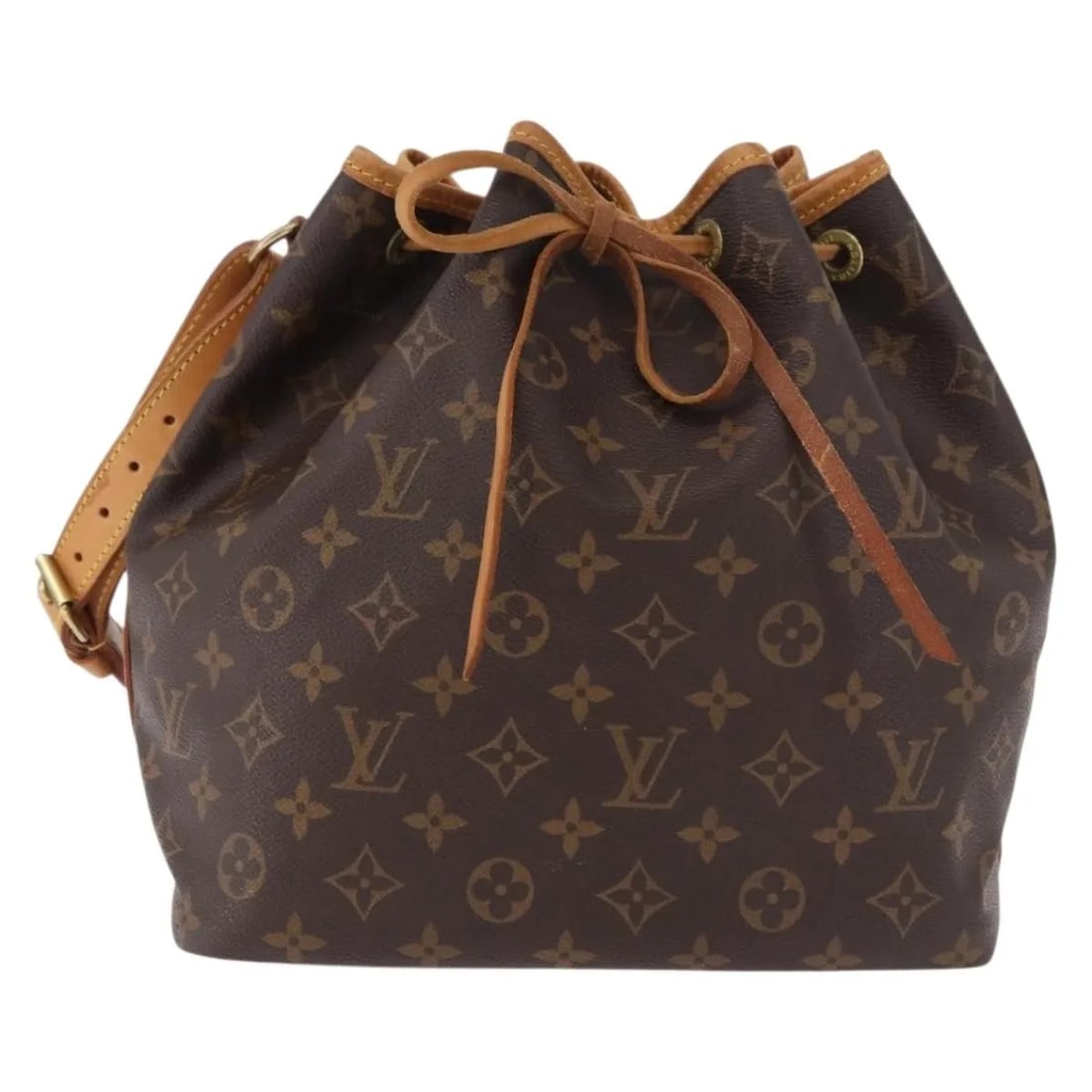 Louis Vuitton Petit Noe Brown Monogram Canvas Shoulder Bag: Louis Vuitton Petit Noe Brown Monogram Canvas Shoulder Bag Louis Vuitton Petit Noe bag in brown monogram canvas. This classic bucket-style design is made in France and is presented in fair condition w