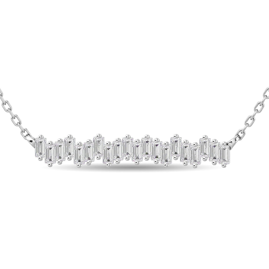 Diamond 1/4 Ct.Tw. Fashion Necklace in 14K White Gold: Diamond 1/4 Ct.Tw. Fashion Necklace in 14K White Gold 14k White Gold Stone Color: G-h Stone Clarity: Si3-i1 Unless otherwise specified, pendants that include a chain are paired with our standard 18-in
