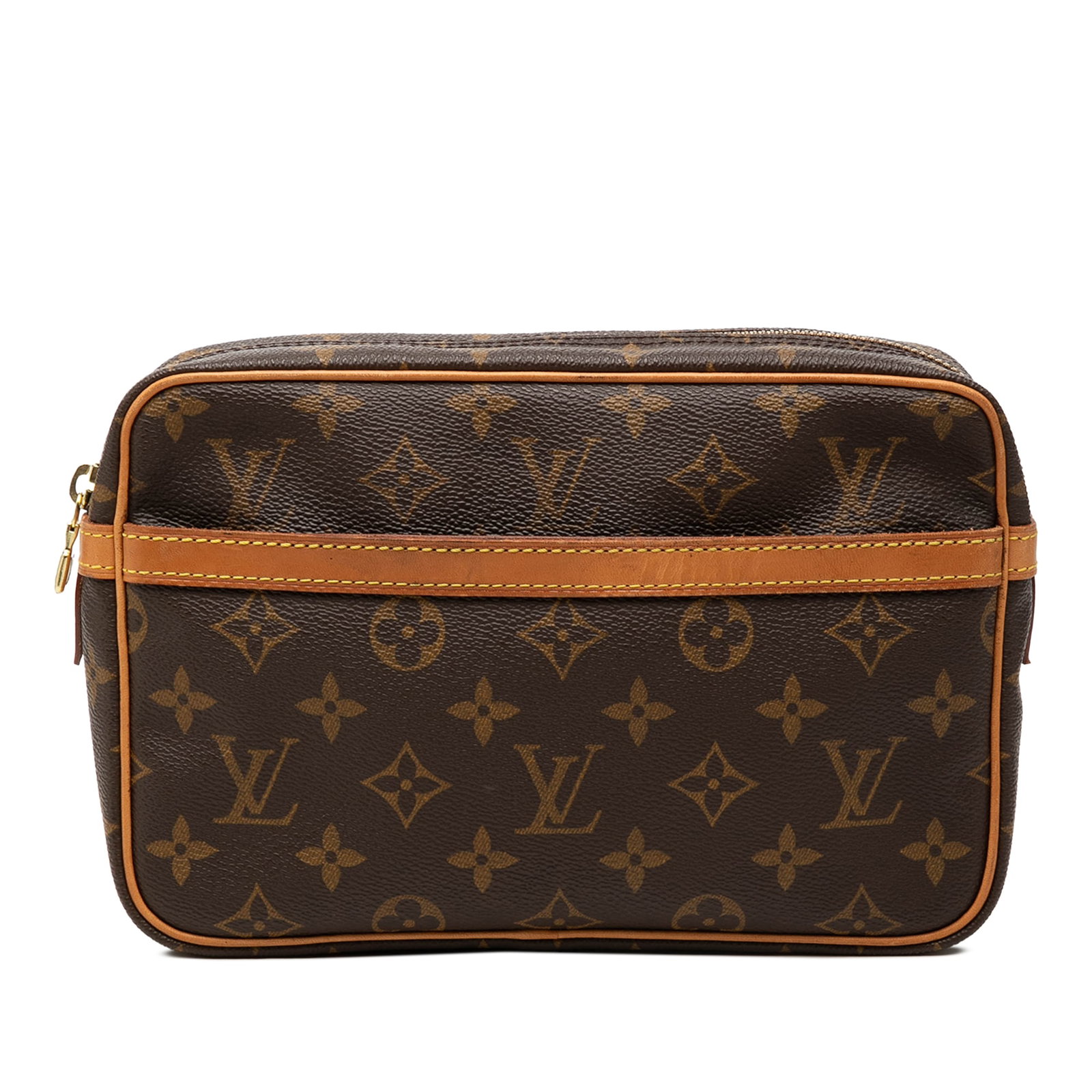 Louis Vuitton Compiegne Monogram Canvas Clutch Bag Brown: Louis Vuitton Compiegne Monogram Canvas Clutch Bag Brown Louis Vuitton Monogram Compiegne bag with a monogram canvas body, top zip closure, exterior slip pocket, and interior slip pocket. Condition is