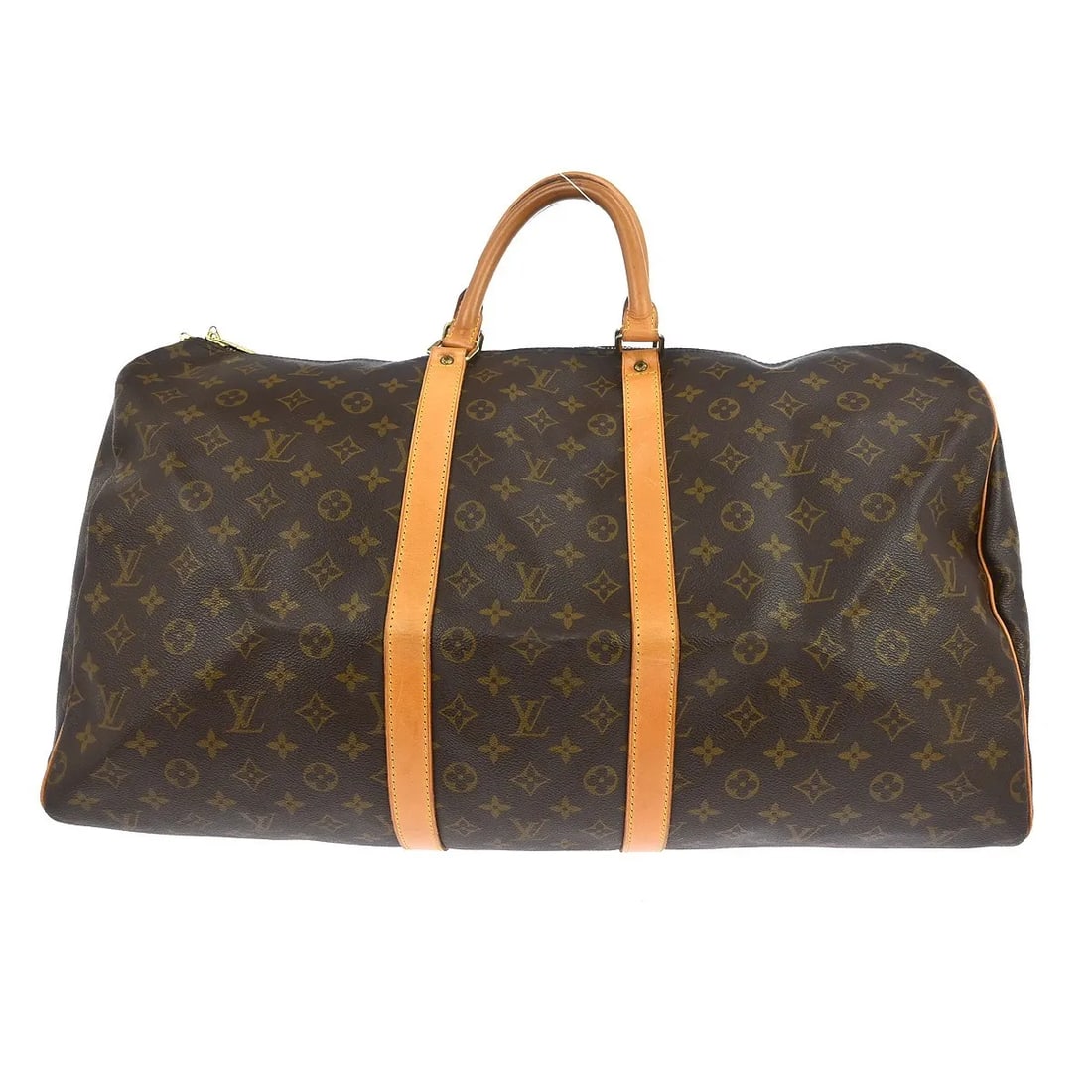 Louis Vuitton Keepall Brown Monogram Canvas Travel Bag: Louis Vuitton Keepall Brown Monogram Canvas Travel Bag Louis Vuitton Keepall in brown monogram canvas. This unisex bag is made in France and is presented in fair condition with visible wear. The exter