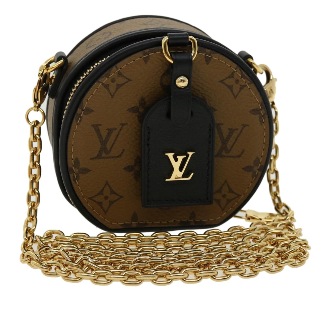 Louis Vuitton M68577 Boite Chapeau Monogram Reverse Canvas Shoulder Bag: Louis Vuitton M68577 Boite Chapeau Monogram Reverse Canvas Shoulder Bag Louis Vuitton Boite Chapeau shoulder bag in Monogram Reverse canvas with a brown colorway. Made in Italy, this women's bag inclu