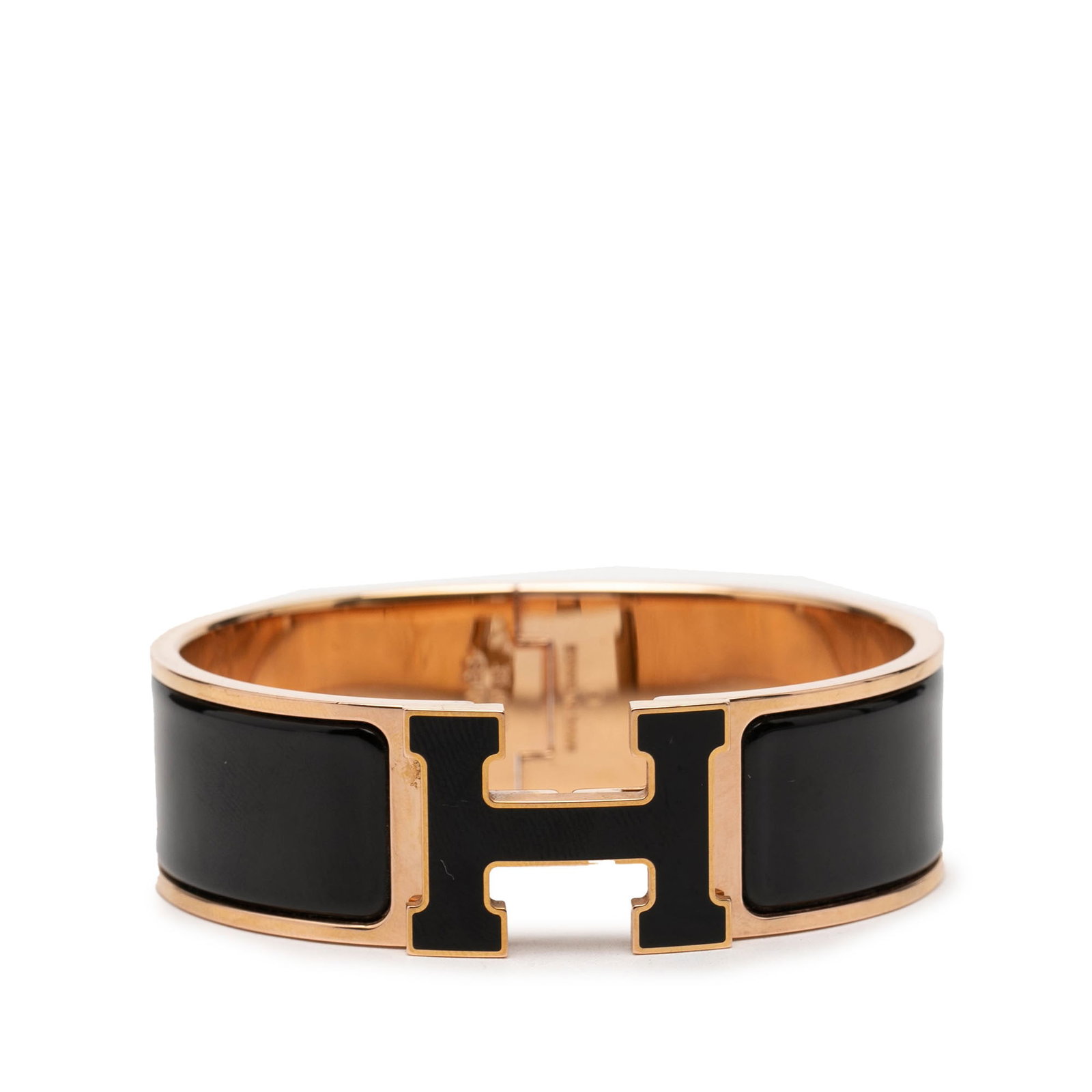 Hermes Clic Clac H Wide Enamel Bracelet GM Black (1 of 5)