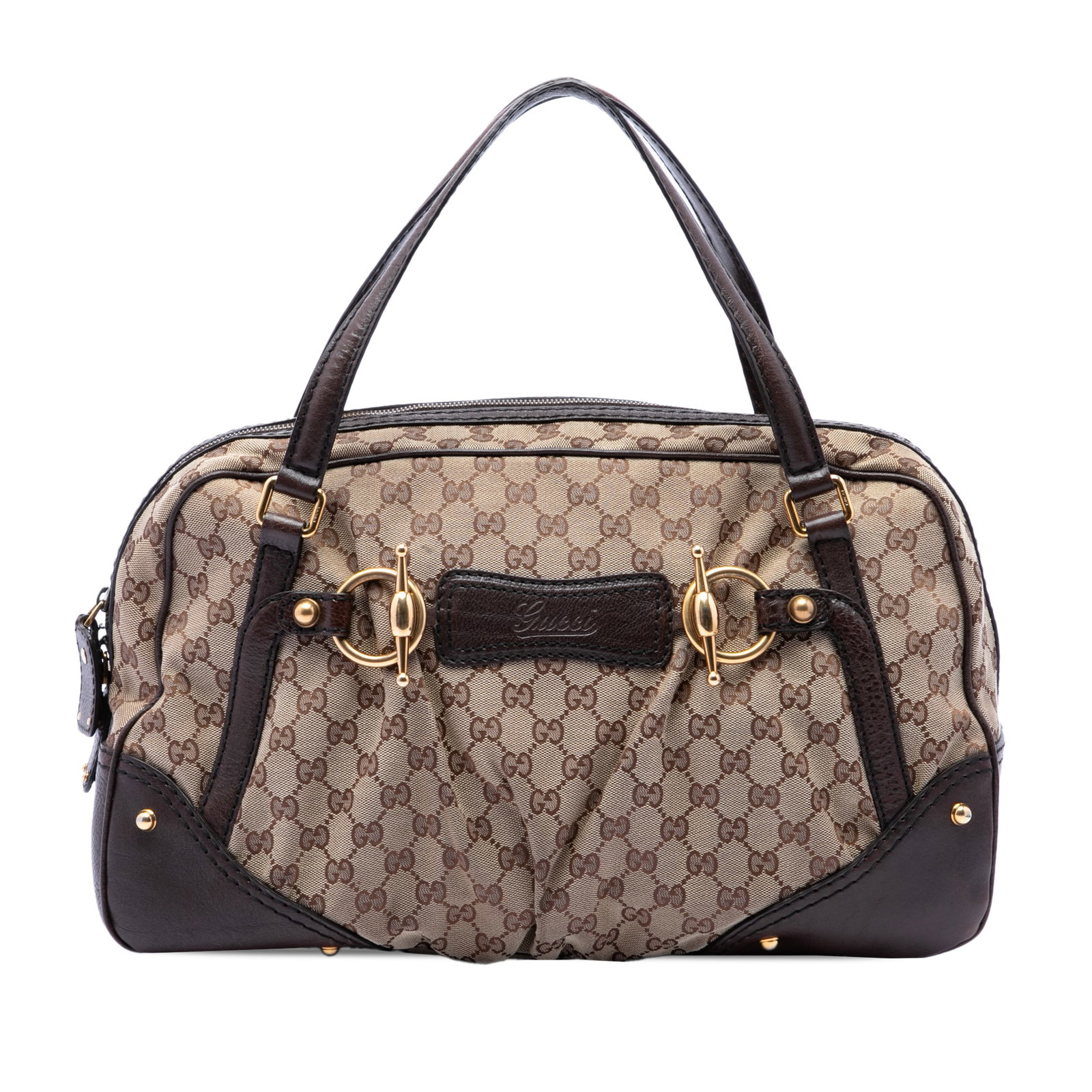 Gucci Jockey Boston Bag in GG Canvas with Leather Trim (1 of 6)