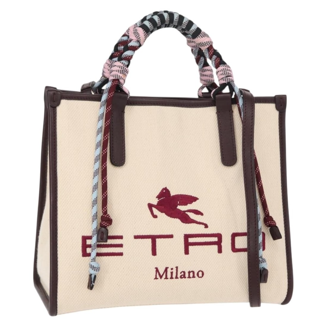 ETRO 2-Way Canvas Tote Bag White Gold Authentic Italy (1 of 18)