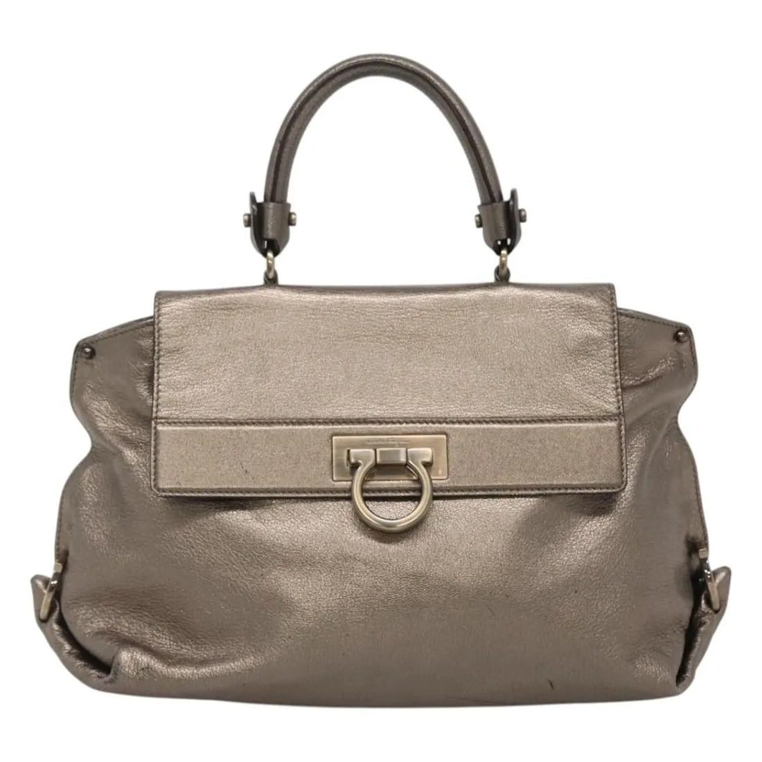 Leather satchel Salvatore Ferragamo Sofia gold bag (1 of 18)