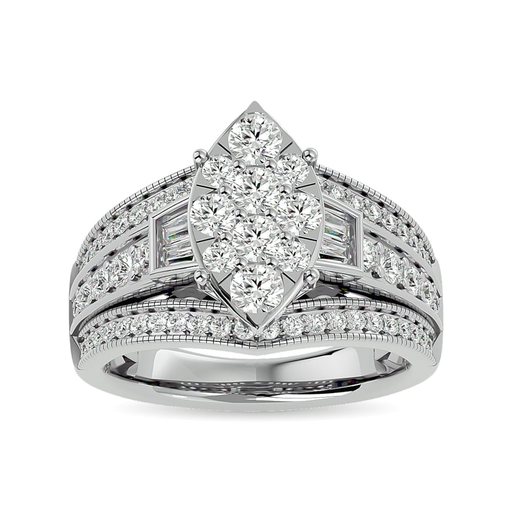 Diamond Engagement Ring 1 1/2 Ct.tw in 14K White Gold: Diamond Engagement Ring 1 1/2 Ct.tw in 14K White Gold 14k White Gold Stone Color: Gh Stone Clarity: Si2 Each ring is presented in standard size 6.5. Complimentary resizing is available between sizes 5
