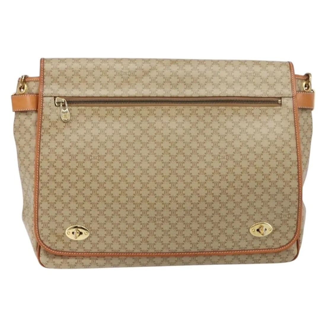 Celine Macadam Canvas and Leather Shoulder Bag Beige (1 of 18)