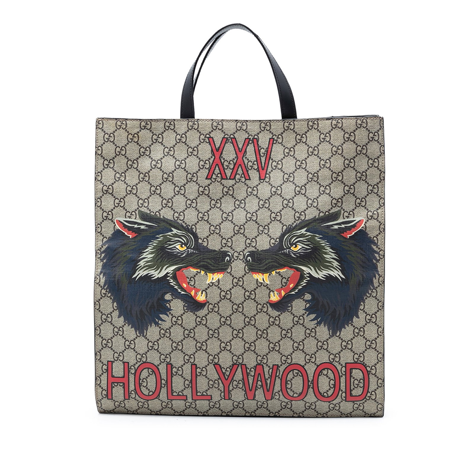 Gucci GG Supreme Wolf Tote Coated Canvas Leather Straps (1 of 7)