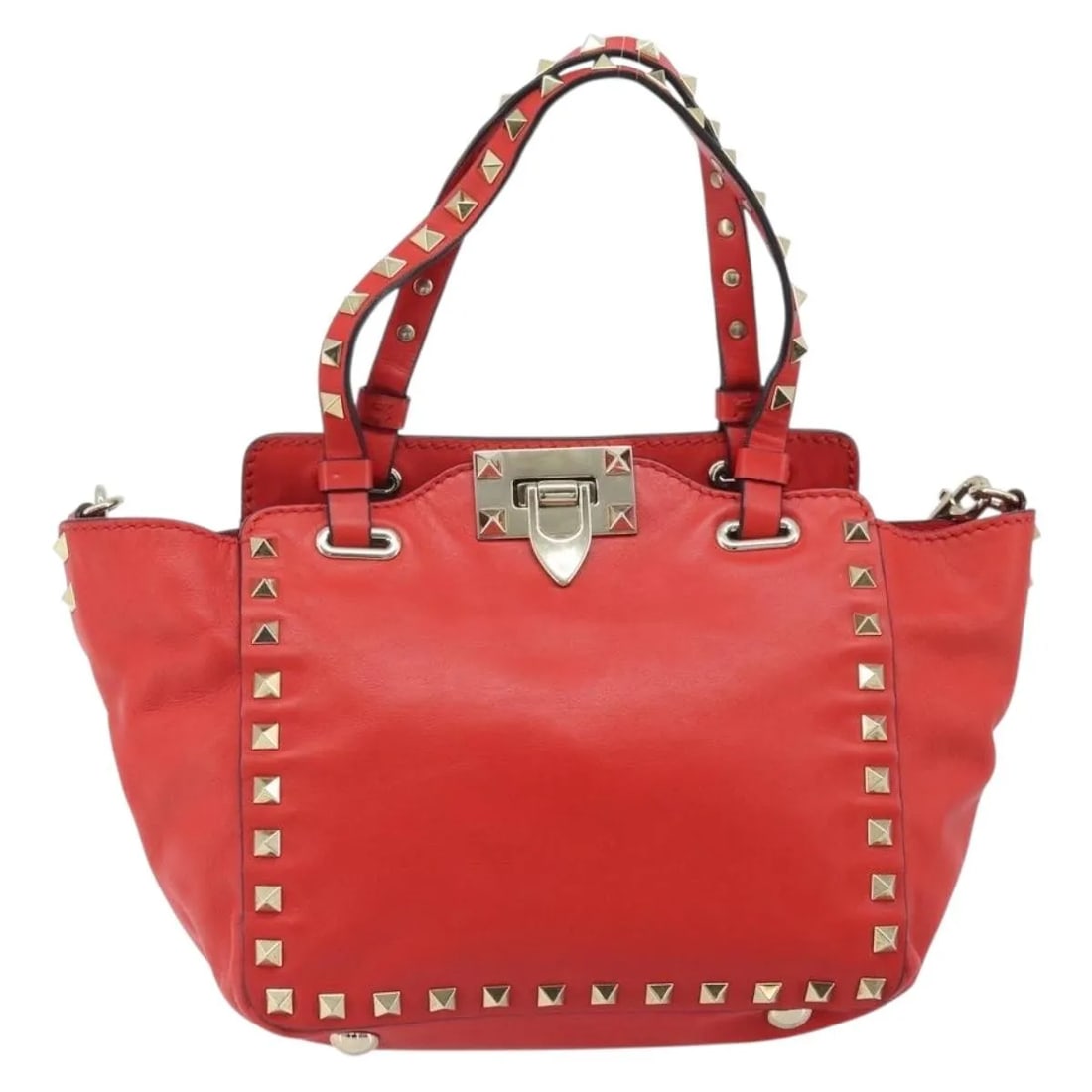 Rockstud Tote by Valentino Garavani Red Soft Leather Handbag (1 of 18)