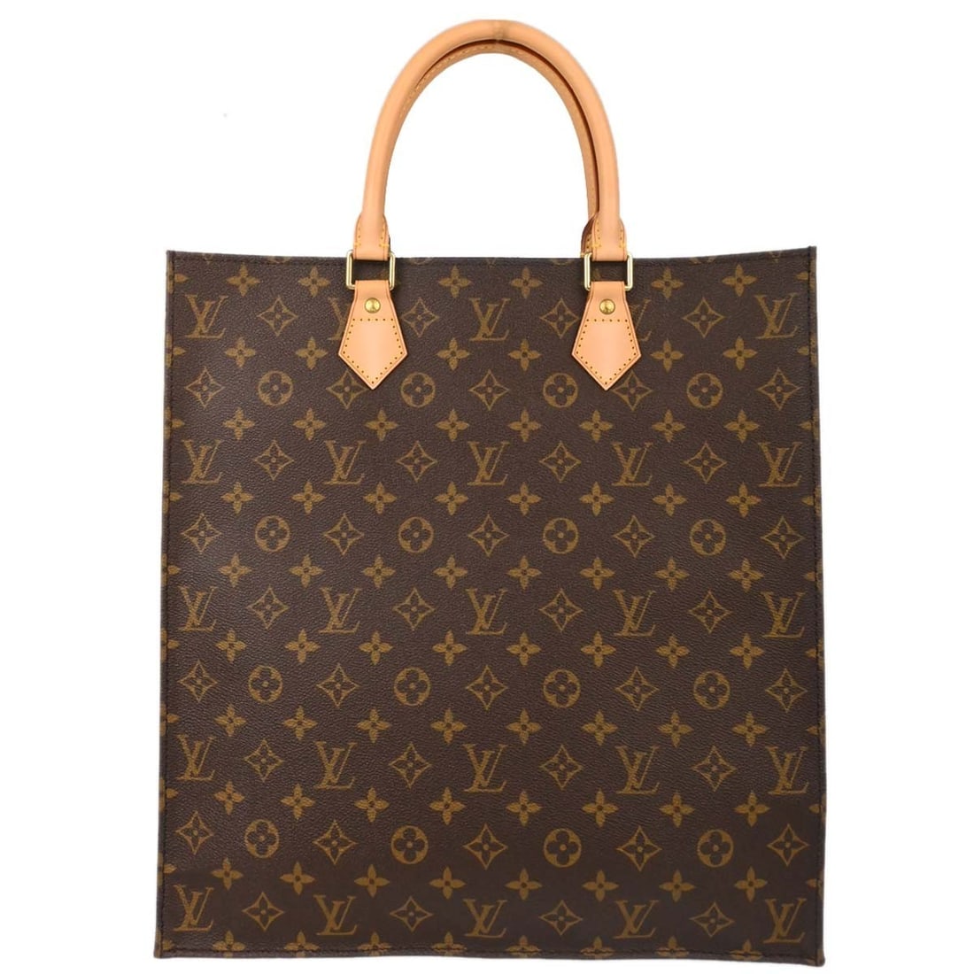 Louis Vuitton Sac Plat Monogram Canvas Tote Bag M51140 Brown: Louis Vuitton Sac Plat Monogram Canvas Tote Bag M51140 Brown Louis Vuitton Sac Plat tote handbag in brown Monogram canvas with leather trim and an open-top design. This medium tote features logo accen