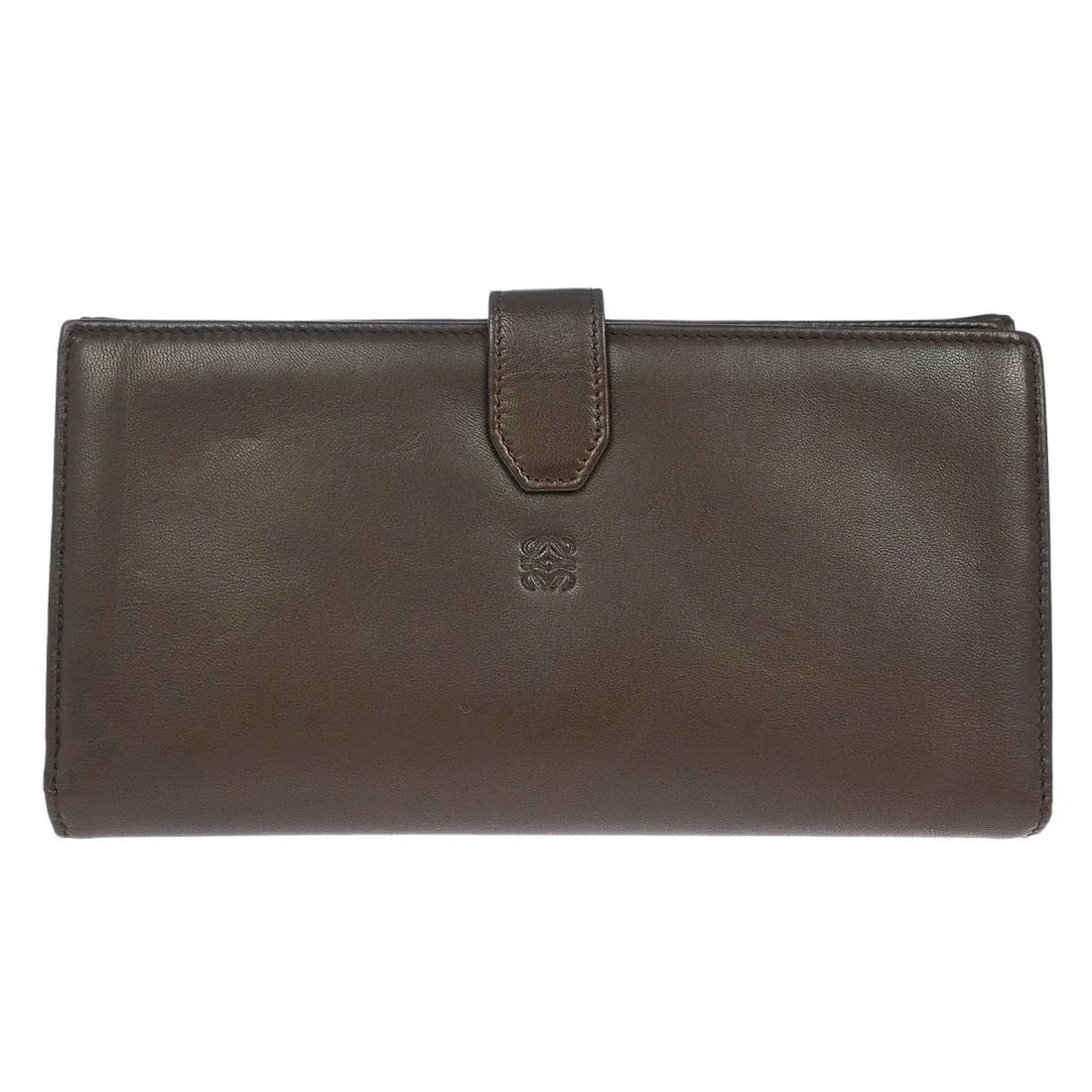 Loewe Anagram brown leather wallet for women: Loewe Anagram brown leather wallet for women This pre-owned Loewe Anagram Wallet is crafted from brown leather and designed for women. It features a compact size suitable for everyday use and originat