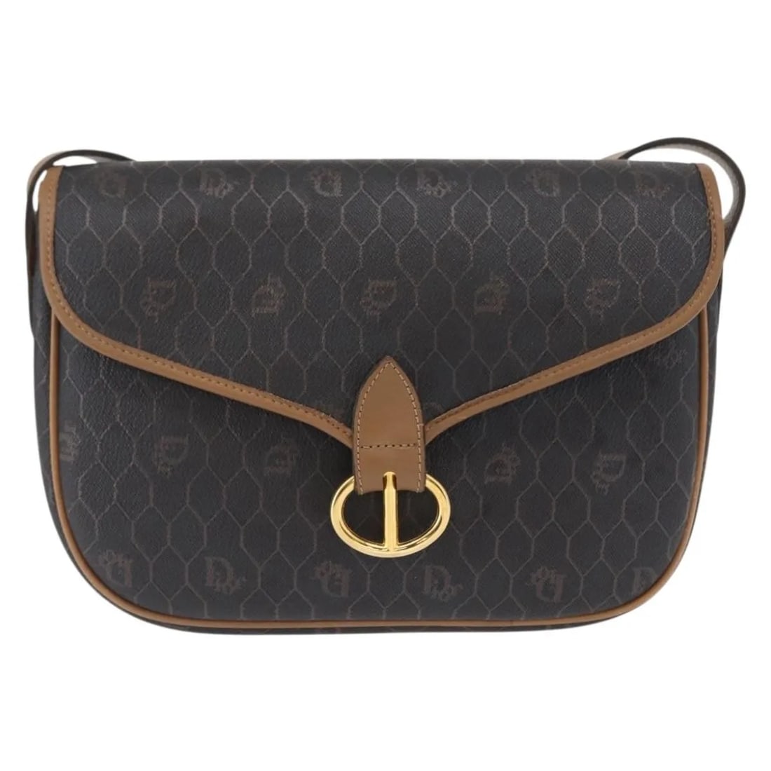 Christian Dior Vintage Honeycomb Flap Crossbody Bag Black Canvas Leather: Christian Dior Vintage Honeycomb Flap Crossbody Bag Black Canvas Leather This vintage Christian Dior Honeycomb Flap Crossbody Bag features a classic black canvas exterior accented with leather trim. T