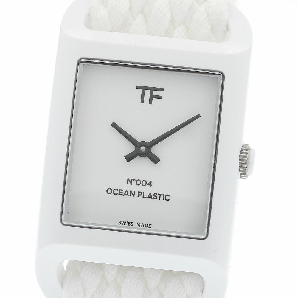 Tom Ford N.004 Ocean Plastic Quartz Men's Wristwatch: Tom Ford N.004 Ocean Plastic Quartz Men's Wristwatch This Tom Ford N.004 Ocean Plastic Timepiece is a Swiss-made men's wristwatch featuring a white dial and a sturdy plastic case paired with a nylon b