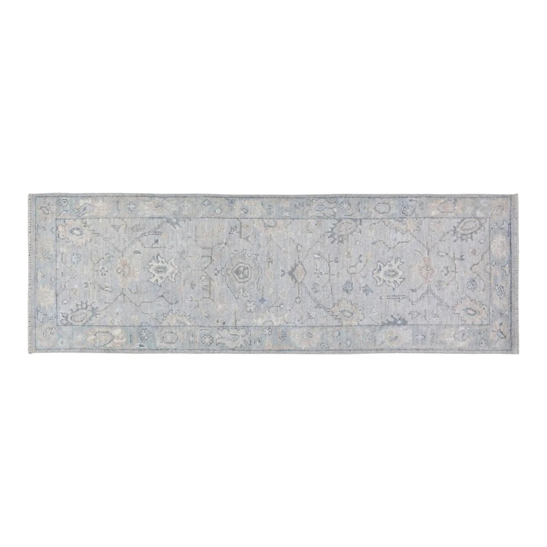 Slate Gray Wool Oushak Runner 2'7 x 8'1 Hand Knotted Turkish Rug (1 of 4)