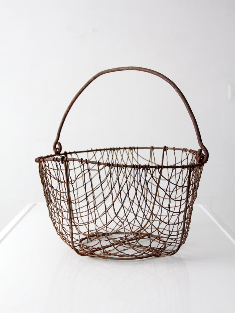 Early 20th Century Hand Twisted Wire Harvest Basket (1 of 13)