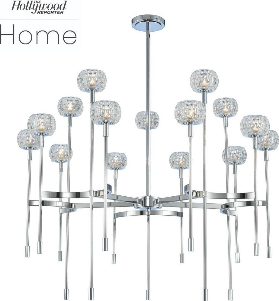 Kalco Modern 15-Light 2-Tier Chandelier Dimmable Dimpled Glass (1 of 1)